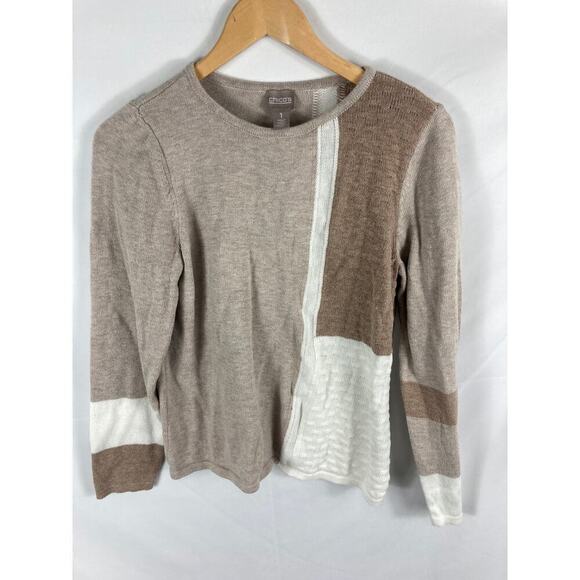 Chicos Color Block Knit Sweater Size 1/Medium - Picture 5 of 8